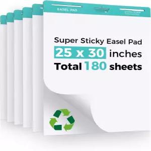 FAHKNS 끈적끈적한 이젤 패드 대형 25x30인치 자가 접착 교사용 플립 차트 용지 교실/사무실용 건식 지우기