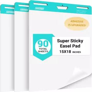 SHARBDA 스티키 미니 이젤 패드 15 x 18 인치 셀프 스틱 플립 차트 용지 교사용 사무실용 앵커 30 3
