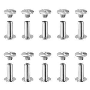 MroMax 10Pcs M5 바인딩 나사 x 15mm 니켈 도금 탄소강 크로스 헤드 시카고 포스트 키트 DIY 가죽 장식 및