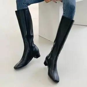 굽낮은부츠 소가죽 여자 롱부츠 미들굽 가을 하객 모임 클럽 슈즈