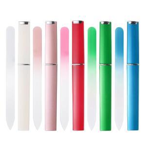 하핑턴 5pcs 유리 네일 파일 키트 280 그릿 양면 전문 매니큐어 크리스탈 내추럴 아트 샤인 폴리싱 버퍼용 케이스 5가지 색상