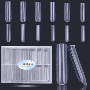헝가토 120Pcs 듀얼 네일 폼 긴 U자형 폴리 젤 풀 커버 재사용 한 몰드 12사이즈 아트 디자인 살롱앤DIY