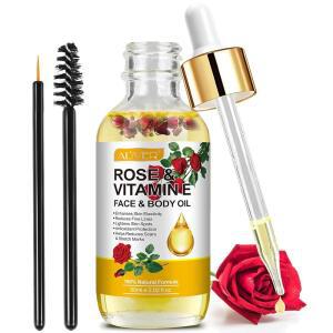 RoongDuDll 로즈 오일과 꽃잎 꽃 안티에이징 스킨 커버 및 피부 탄력 케어에 도움을 줄 수 있는 성분 함유 비타민 E 오일 과샤 페이스 건조한 두피 네일 마사지 바디 60ml