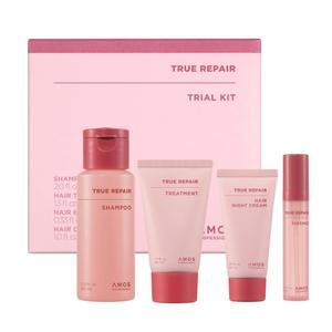 AMOS 프로페셔널 트루 케어 샴푸 2.0 fl.oz 헤어 마스크 1.3 오일 0.33 나이트 크림 1.0 미니 키트 l 안티 프리즈 & 세라마이드 스무딩 건조하고 손상된 모발용