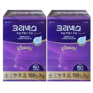 크리넥스 각티슈 보습에센스 로션 티슈 150매 3개입, 2개 도톰3겹 로션함유