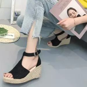 야누하 스웨이드 웨지 샌들 여성 샌들 힐샌들 하이힐 슬리퍼