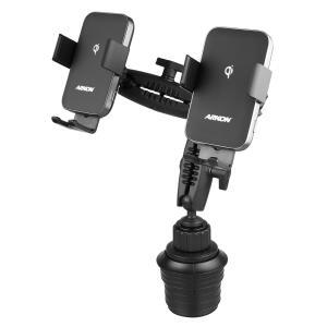 ARKON 무선N오토 로버스트 듀얼폰 차량용 컵홀더 무선충전 듀얼 핸드폰 거치대, AWC2RM323
