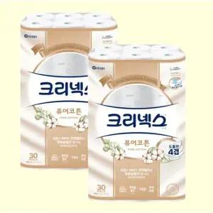 [크리넥스](의정부점) 퓨어코튼 도톰한4겹  아쿠아프레시 25m30롤[2팩]