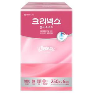 크리넥스 곽티슈 미용티슈 실크소프트 250매 x6개