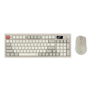 지클릭커 WMK50 사일런스 M 무소음 무선 블루투스 94 LCD 키보드 마우스 세트 Retro Cappuccino RC1