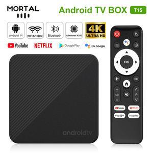 셋톱박스 Android14 TV 박스 스마트 4K 홈 시어터 T1S AllwinnerH313 Netflix YouTube Wifi6 1000M Lan Bluetooth 음성 지원