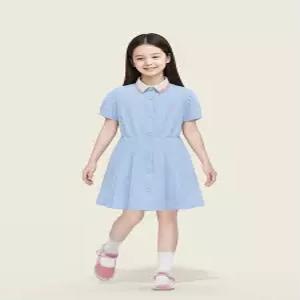 샴브레이 시어서커 반소매 원피스 - 스카이 블루 (BI5771G02Q)