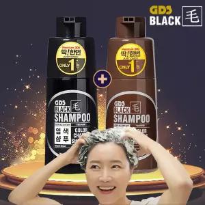 지디에스 딱한번 염색샴푸 블랙모 흰머리 새치샴푸 블랙 + 흑갈색 300ml