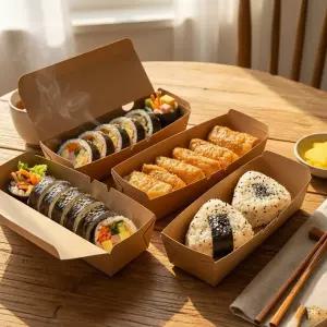 김밥한줄 포장용 일회용 크라프트 종이도시락/긴한줄 도시락 100개입
