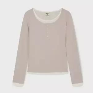[롯데백화점]후아유 여성 Layered Henry Neck Long Sleeve T-Shirt WHLAG2283F