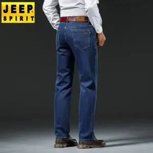 JEEP SPIRIT 남성용 청바지 프린팅 일자핏 스판 데님팬츠 빅사이즈