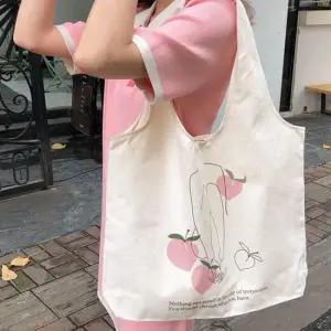 피치 숄더 캔버스 백 캐주얼 에코백 캔버스백 천가방 에코숄더백 캐주얼백 쇼퍼백