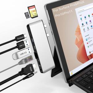 서피스 프로 9/10/11/X USB 허브 도킹 스테이션 4K HDMI 써브렛볼트 4 RJ45 USB3.0 SD TF 트리플 디스플레