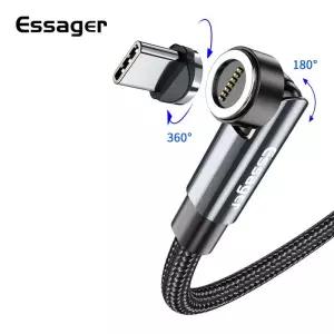 Essager 고속 충전 마그네틱 USB C 타입 케이블 샤오미 자석 충전기 전화 데이터 와이어 코드 2M 540 회전