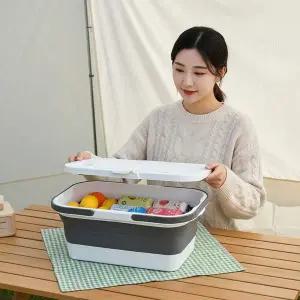 [콩심팥심]휴대용 접이식 캠핑 피크닉 테이블 수납 바구니 폴딩 박스