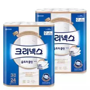 크리넥스 3겹 울트라클린 화이트 25M X 24롤 2팩 화장지 휴지