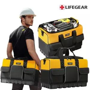 LIFEGEAR 대용량 공구가방 WINHUNT 내구성 강화 현장 작업용 대형 수납공구함 16포켓 휴대용 정리함