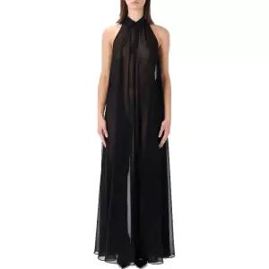 수키 시어 홀터넥 롱 원피스 ROFS21517100 BLACK