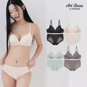 비너스아르보 [CJ 단독구성] 와이어리스 저중심 볼륨 브라팬티 4세트