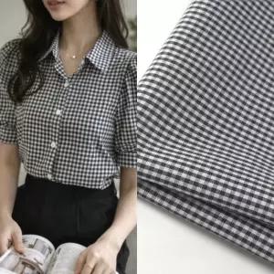 미니 블랙화이트 체크 원단 40수 선염 코튼폴리 잔체크 천원단