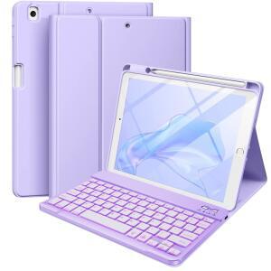 10.2인치 키보드가 장착된 IPAD 9세대 케이스용 하밀 - 백라이트 무선 탈착식 폴리오 키보드 커버 8세대 / 7세대 PRO 10.5
