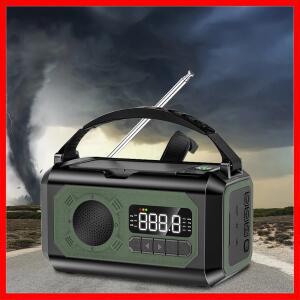 2개의  전지 패널이있는 12000mAh AM/FM/NOAA 날씨 라디오 야외 캠핑을위한 핸드 크랭크 휴대용 비상 독서