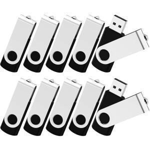 쿠티온 100팩 2GB 플래시 드라이브 벌크 USB 2.0 썸 도매 스위블 메모리 스틱 점프 드라이브블랙 로고 없음 100개