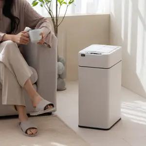 [다룸/D-TC-0012(IV)] 자동센서 스마트 쓰레기통 30L 아이보리 날개형