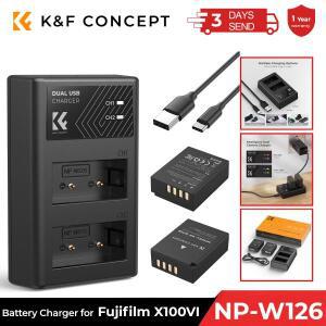 K&F CONCEPT 1300mAh NP-W126 배터리  충전기 후지필름 X100VI II 카메라