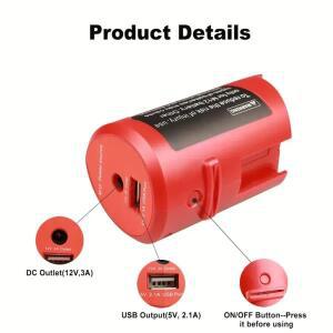 밀워키 M-12 리튬 배터리 전원 어댑터히팅 재킷용 호환 USB  DC 포트가 있는