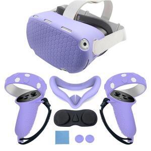 Oculus Quest 2 실리콘 커버 키트 VR 터치 컨트롤러 쉘 렌즈로드 캡 핸들 그립 액세서리 용 보호 케이스