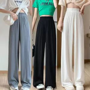 플리츠 쿨링 바지 여자 쿨 시원한 일자핏 밴딩 팬츠 여성플리츠팬츠 여자 여름팬츠 냉감바지 아이스바지
