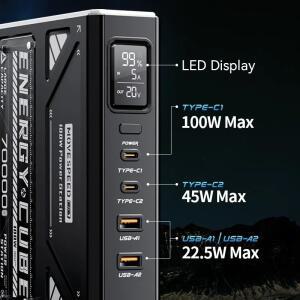 70000mAh 보조베터리 100W 고속 충전 고용량 USB C iPhone 노트북 Powerbank 야외 캠핑용 외부 예비 배터리