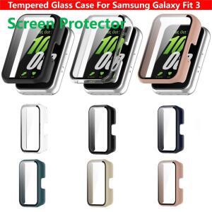 호환 Galaxy Fit 3 용 유리 케이스 Samrt 시계 스트랩 풀 커버리지 범퍼 보호 커버 화면 보호기 Fit3