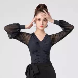 성인 라인댄스복 여성 연습 스포츠 방송 댄스 의상 알레마나 공연 피겨 댄스복 상의