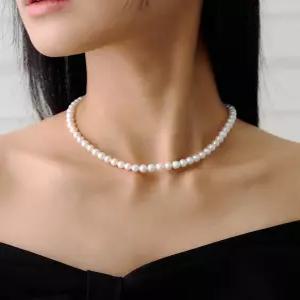 미니골드 14K 담수진주 비드 목걸이 [6mm] MNM02328