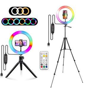 RGB 링 라이트 램프 라운드 스마트 폰용 원격 제어 모바일 Led 비디오 Youtube  조명 만들기