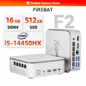 파이어뱃 F2 미니 PC 인텔 코어 i5-14450HX 10코어 16스레드 윈도우 11 16GB DDR4 RAM 512GB PCIe SSD WiFi