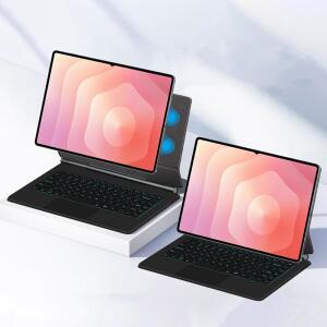 삼성 갤럭시 탭 S11 울트라 5G 14.6인치 2025 SM-X930 /X936B 영어 쿼티 키보드 레이아웃 트랙패드 플로팅 캔틸레버 스탠드가 있는 백라이트 케이스(블랙)