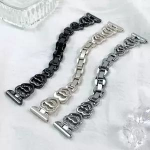 엔터콘 갤럭시워치8 더블 하트 슬림 체인 메탈 스트랩 밴드 루프 시계줄