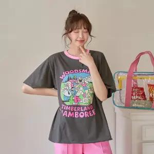 [핑크시슬리] 잼버리 배색 박스 반팔티