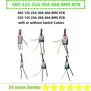 48V 52V 13S 14S 25A 30A 40A 25Ah 30Ah 40Ah BMS PCB 리튬 이온 배터리 팩 BMS PCB 스위치 포함 OR 스위치