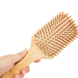 1Pc 천연 대나무 빗 패들 Detangling 헤어 브러시 두피 마사지 넓은 치아 강모 없음 여성용 정장