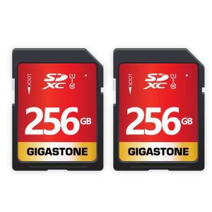 기가스톤 256GB SD 카드 2팩 UHS-I U1 클래스 10 SDXC 메모리 고속 풀 HD 비디오 캐논 올림푸스 디지털 카메라 미니 케이스 2개 포함