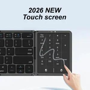 3단 접이식 블루투스 키보드 터치패드 내장 휴대용 접이식 키보드 PC Mac 스마트폰 아이패드 호환 호환